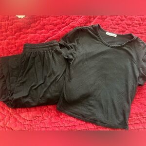 Reformation Black tee and drawstring pants set